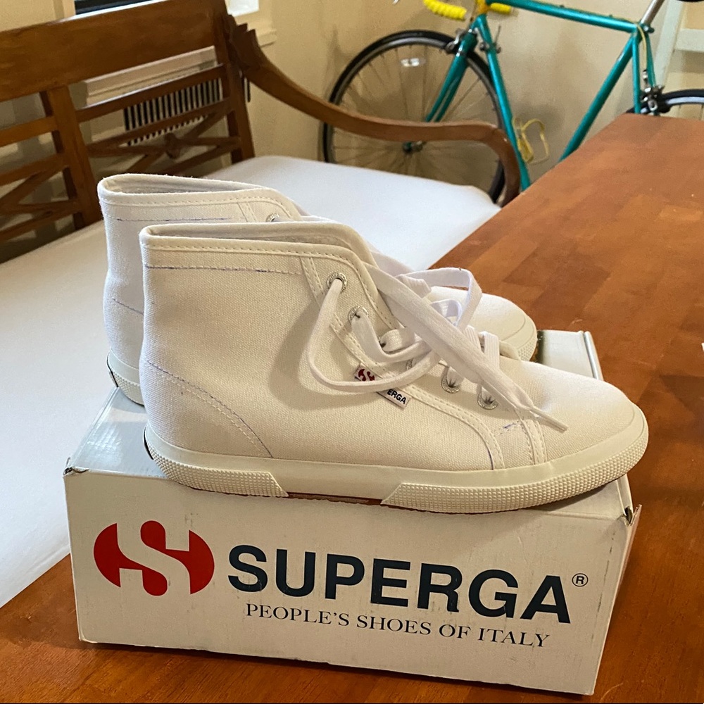 NIB Superga White Hi-Top Sneakers